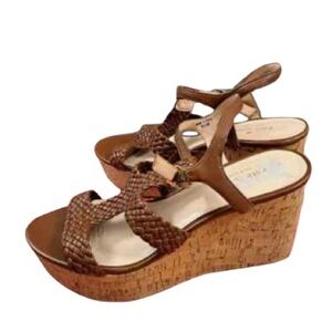 Kate Spade Tianna Brown Leather Wedge Sandals Like New Size 7